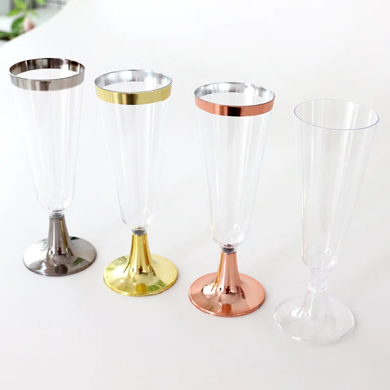 Disposable 4oz Party Cocktail Wine Cups Decor Clear Toasting Wedding Glasses Plastic Champagne Flutes Goblets