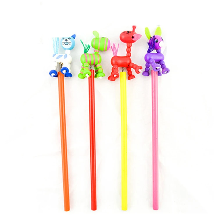 Низкий минимальный заказ новый дизайн милые игрушки деревянный материал мультфильм погремушка черное дерево Рисование натуральный карандаш