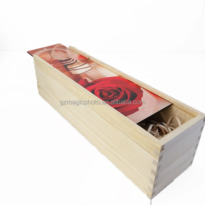 Custom Luxury Wood Gift Box Wooden Wine case Natural Wood Box with sublimation mdf plate