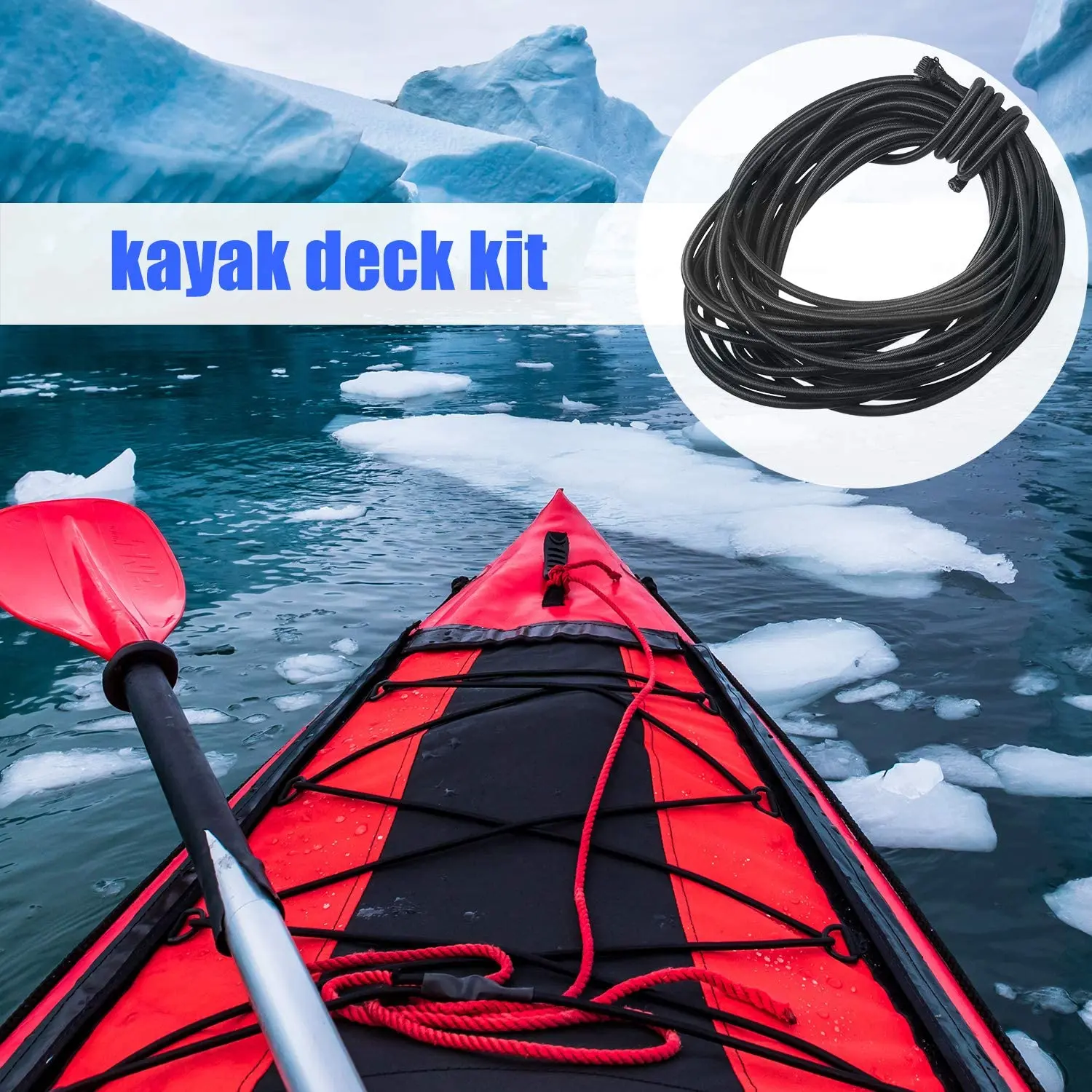 Customized length Heavy duty 8mm elastic rope Kayak Stretch String Shock Cords with plastic hook