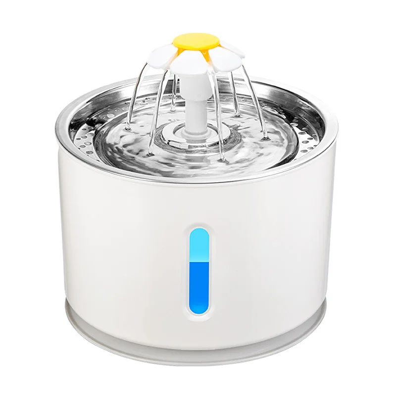 
2.4L Round Plastic flower Type with Blue color,with USB Pump with LED, no Power adaptor Pet Cat Water Fountain 