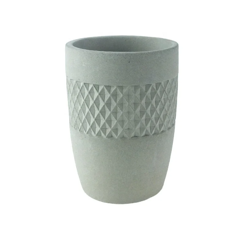 
Bulk Water proof heat resistant cement container candle cup with debossed pattern 