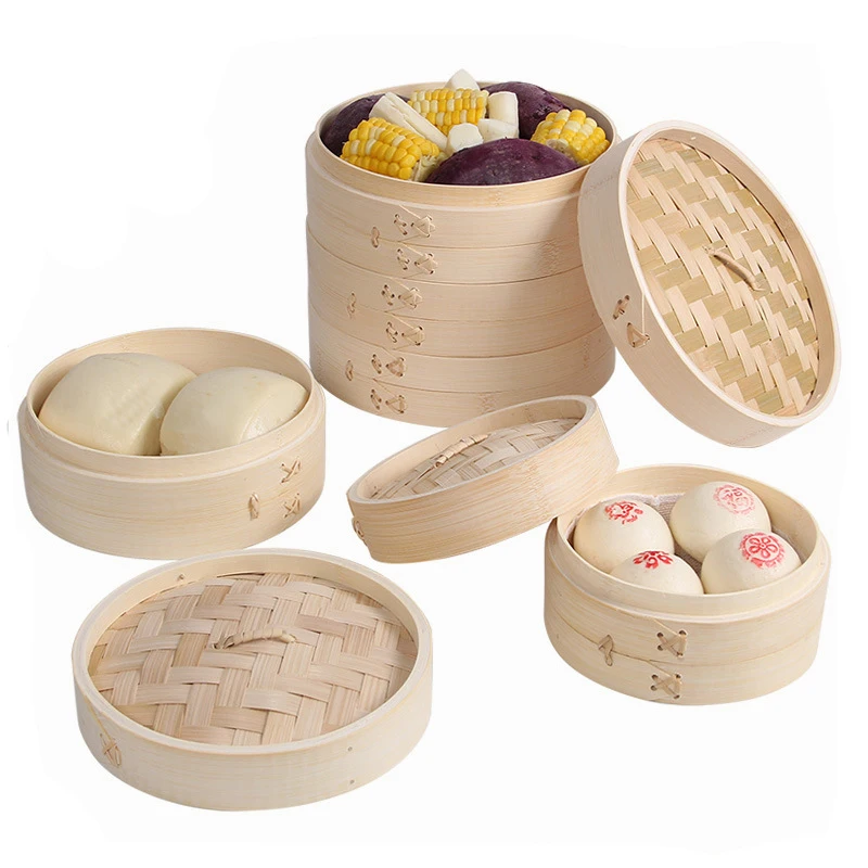Customized Logo portable mini natural bamboo steamer dumpling basket food steamers price cooker