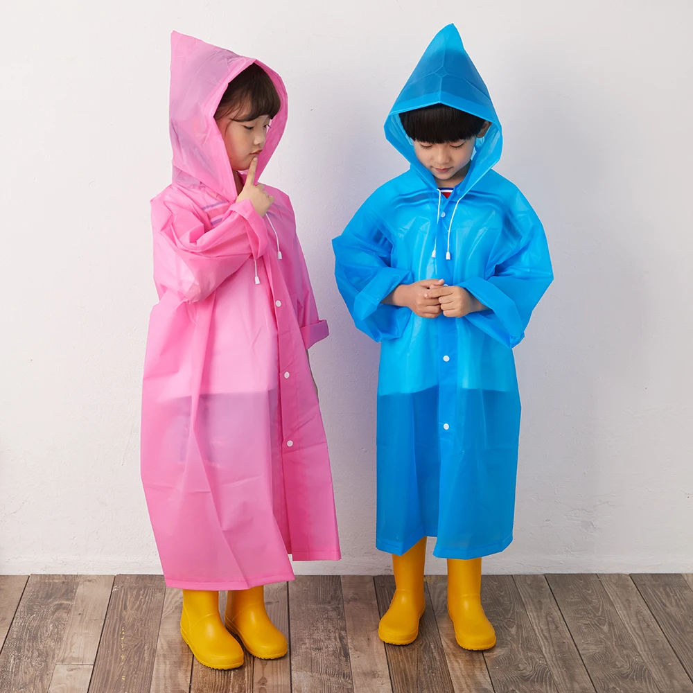 Прозрачный детский дождевик EVA с черной отделкой