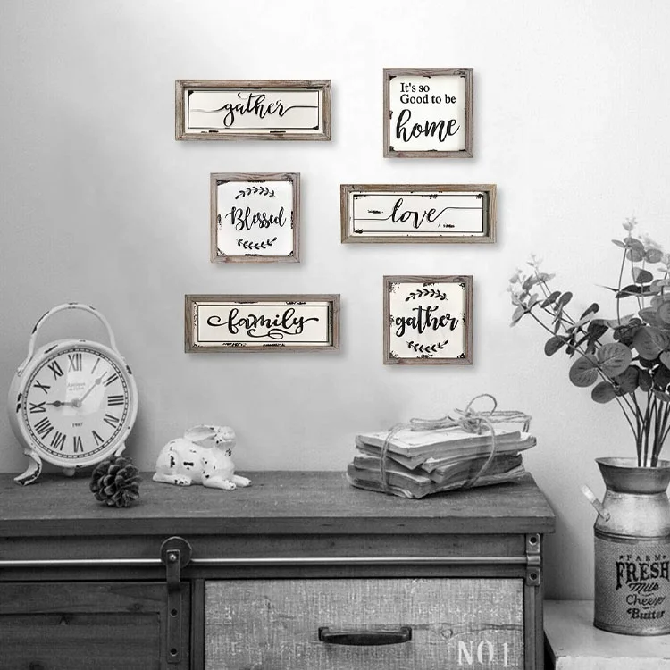 Rustic Embossed Retro Metal and Wood Framed Sign Modern Farmhouse Wall Hanging decor