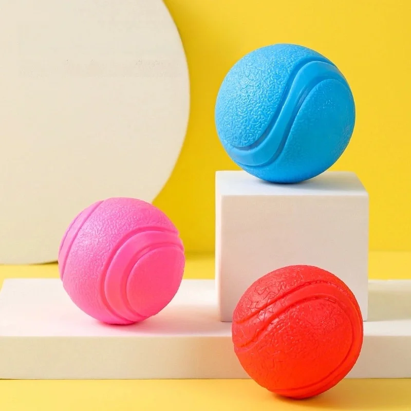 Rarewe Pet Products Dog Chew Toys Rubber Pattern Solid Elastic Ball Strong Bite Resistance Dog Training Ball Chew Toys