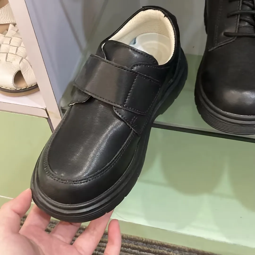 Back To School Black Shoes High Quality Teenage Boys And Girls Black Leather Shoes Students For School Performance Wearing