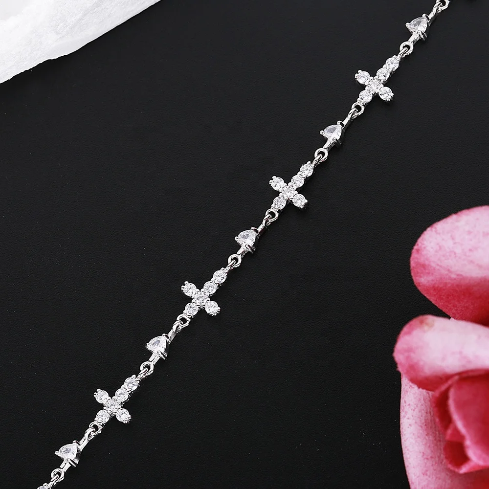 925 sterling silver Christian Cross hollow Religious chain Bracelet bracelet
