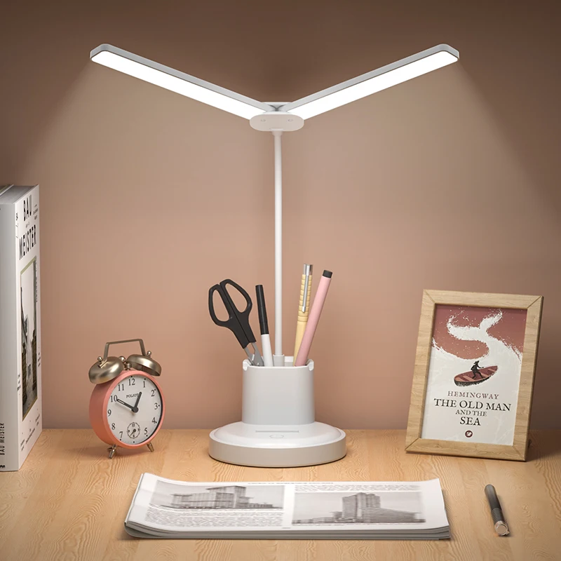 Factory Custom LED Eye Protection Reading White Usb Rechargeable Study Table Desk Lamp