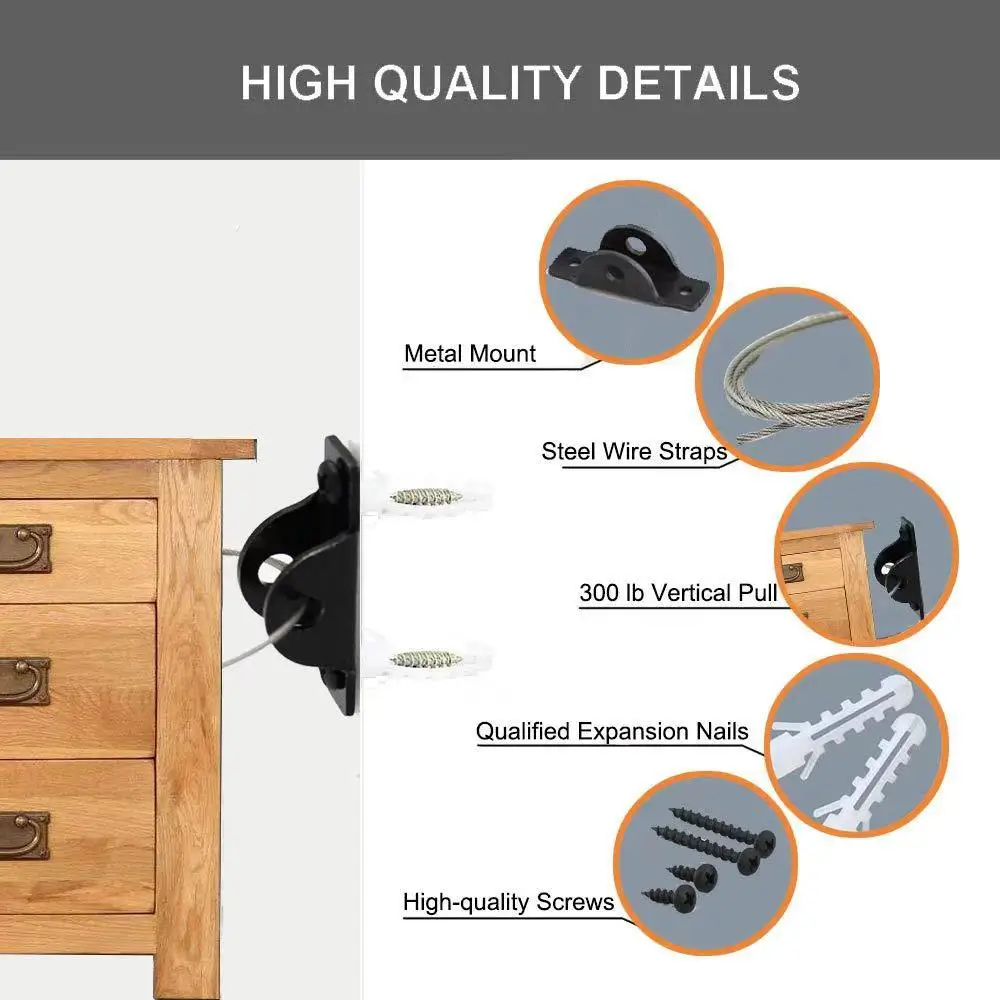 Factory Cheap Baby Proofing Furniture Straps Secure 400 Pound Furniture Prevent Falling Anti Tip Furniture Anchors