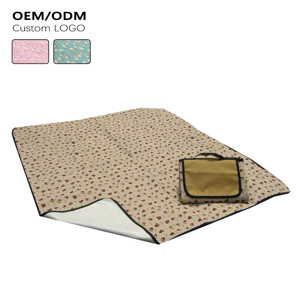 Custom Print Sand proof Water Proof Pocket 80*80 Beach Picnic Mat Blanket