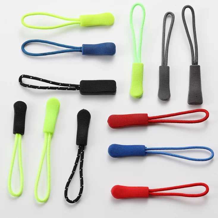 Clothing Plastic Zipper Sliders Silicone Non Lock Handle Tail String Pull Painted