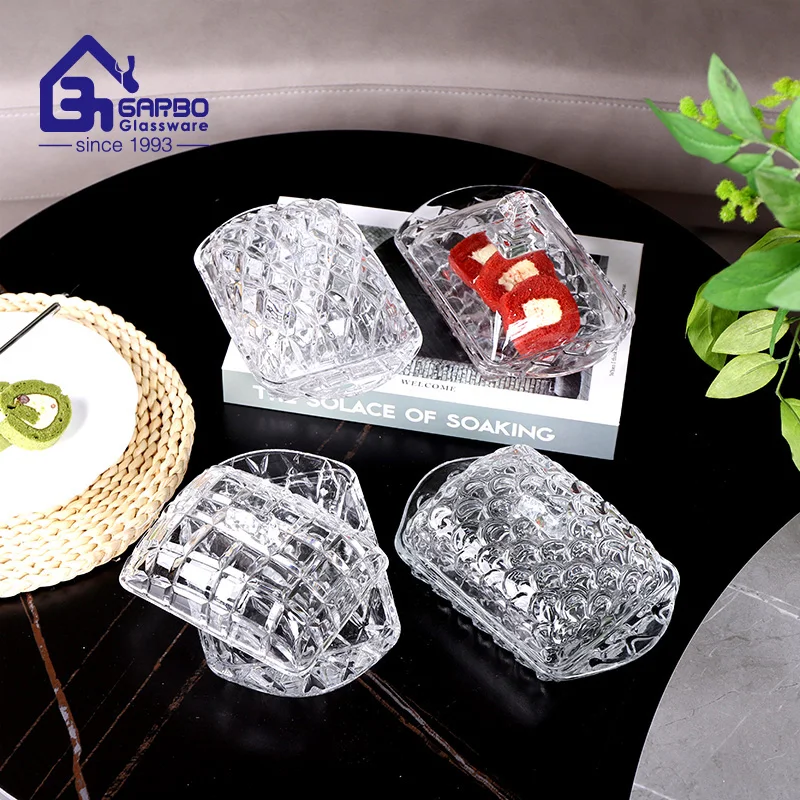 Wholesale Supermarket Supplier Glass Butter Dish With Lid High Quality Butter Plate For Home Restaurant Use Decorative Glassware