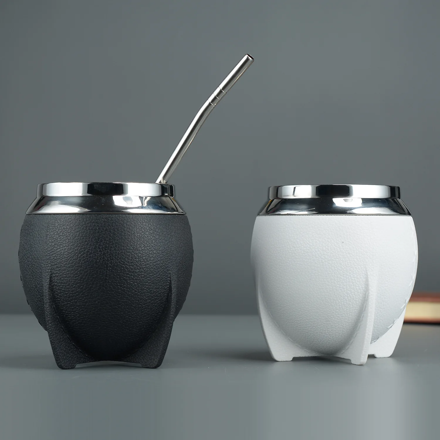 280ml Yerba Mate Gourd Leather Stainless Steel Coffee Yerba Para Mate Argentina Cup With Bombilla Straw