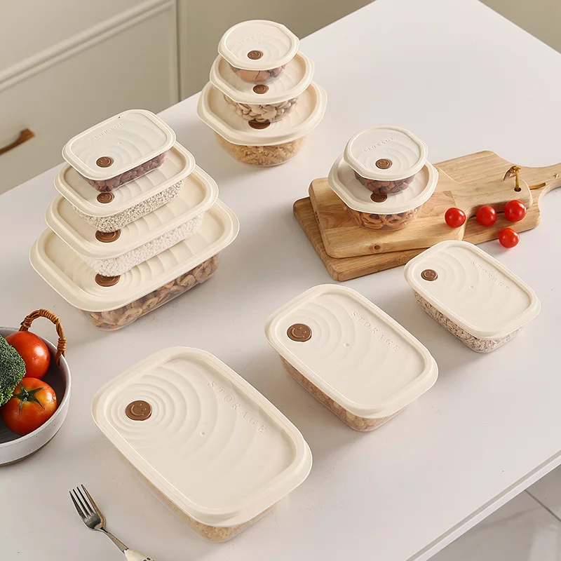 4 Pcs/set Transparent Kitchen Storage Container Box Food Container Refrigerator Organizer Snacks Nuts Fruits Storage Box