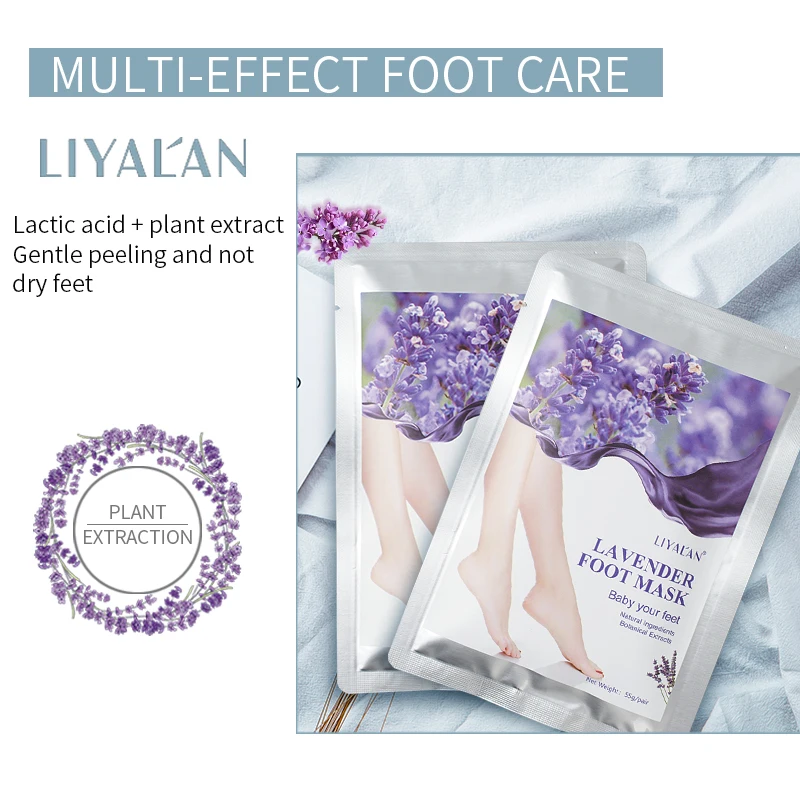Boxed Pack(2 pairs) feet peel mask High effective Pure Natural Lavender Collagen Feet Care feet warmer exfoliating foot mask