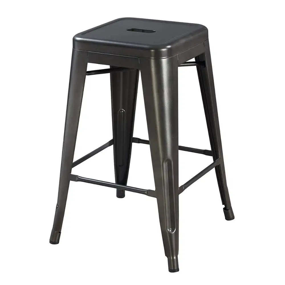 Vintage Stackable Industrial Metal Frame Bar Stools Modern