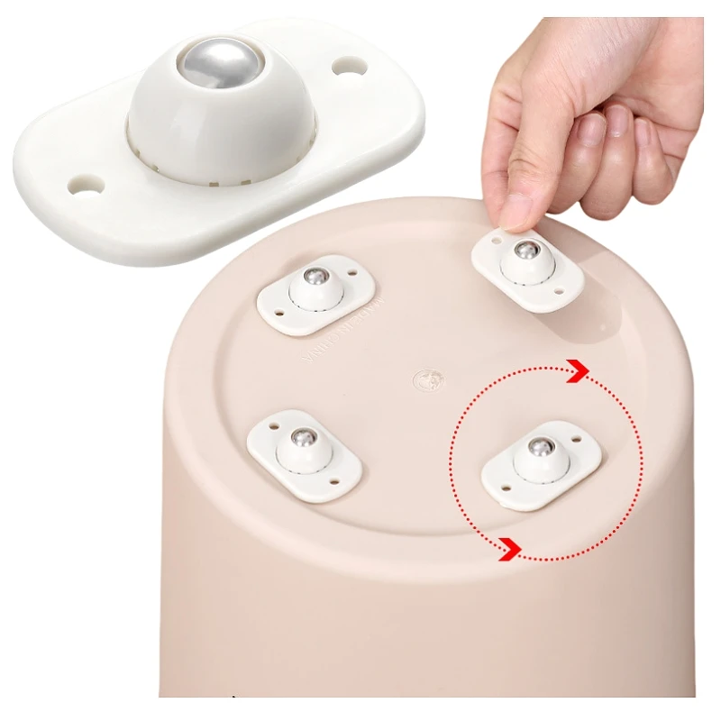 4 pcs Non Punching Adhesive Furniture Ball Universal Pulley Household Mobile Base Accessories Trash Can Bottom Small Wheel