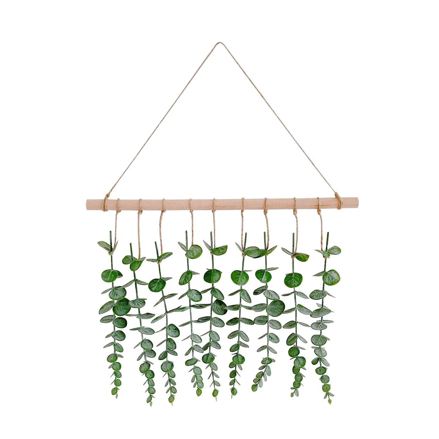 Wall Home Decor Greenery Eucalyptus Vines Hanging Plants with Wooden Stick Artificial Eucalyptus leaves