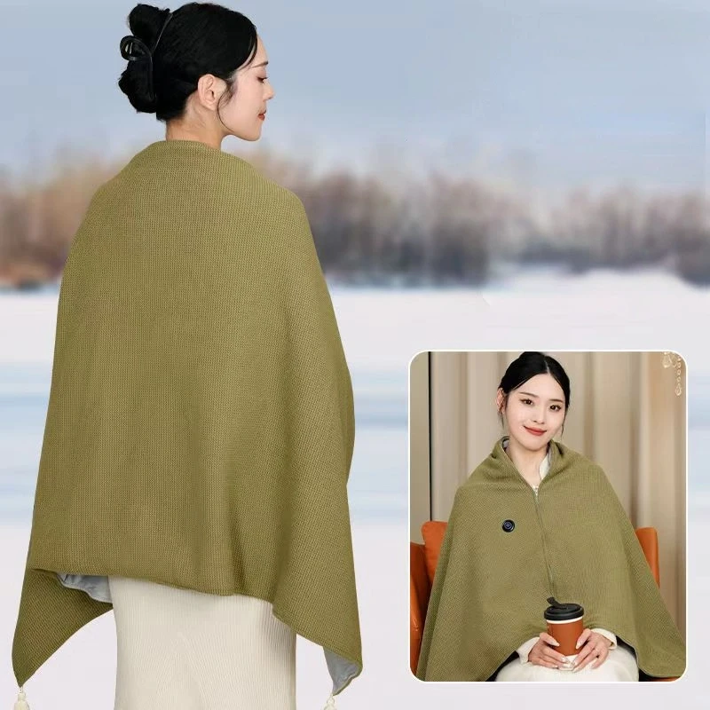 USB Heated Shawl Heated Blanket Electric Lap Blanket  Pad Warm Shawl for Winter Home Electric Blanket Heated