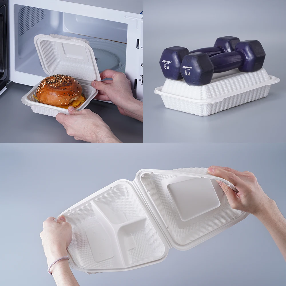 Прямоугольный одноразовый пластиковый контейнер для пищевых продуктов с откидными крышками