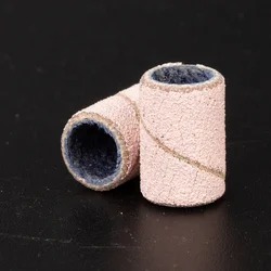 China Aluminum Oxide 80# 150# 240# 100pcs/bag Manicure Pink Nails Sanding Bands for Nail Drill Bits