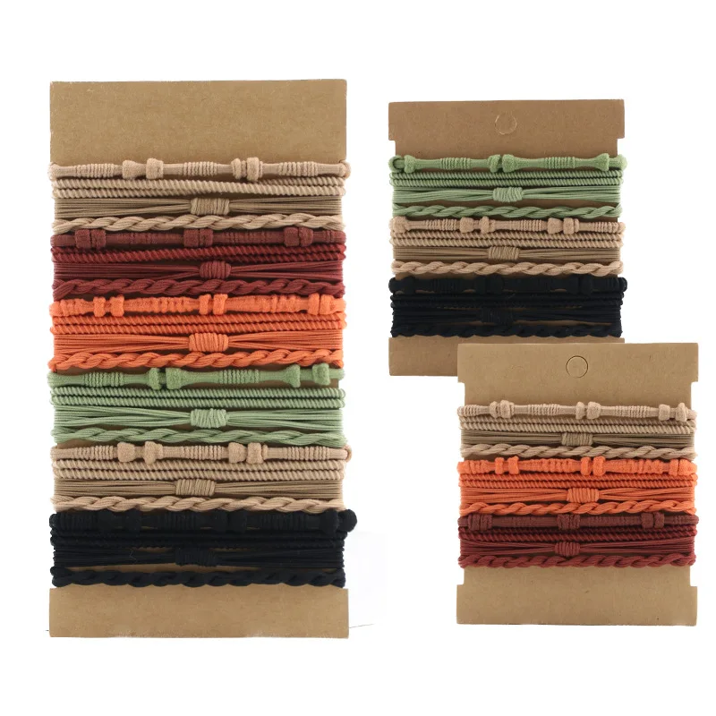 Wholesale  4 Pcs New Bohemian Style Braided Boho Hair Ties Bracelet Elastics Head Rope Women