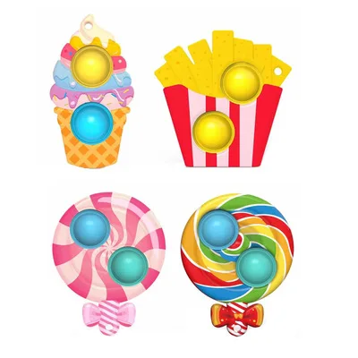 2021 New Design Christmas gift Fidget Buttons Keychain Toy Bubble Push it Silicone Sensory Fidget Toy