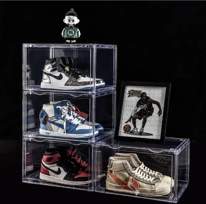 Sell well acrylic sneakers transparent shoe box storage box plastic shoe storage box display cabinet shoe artifact for men