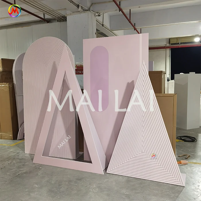 Special design PVC acrylic wedding stage triangle backdrop 4 pcs for event decoration