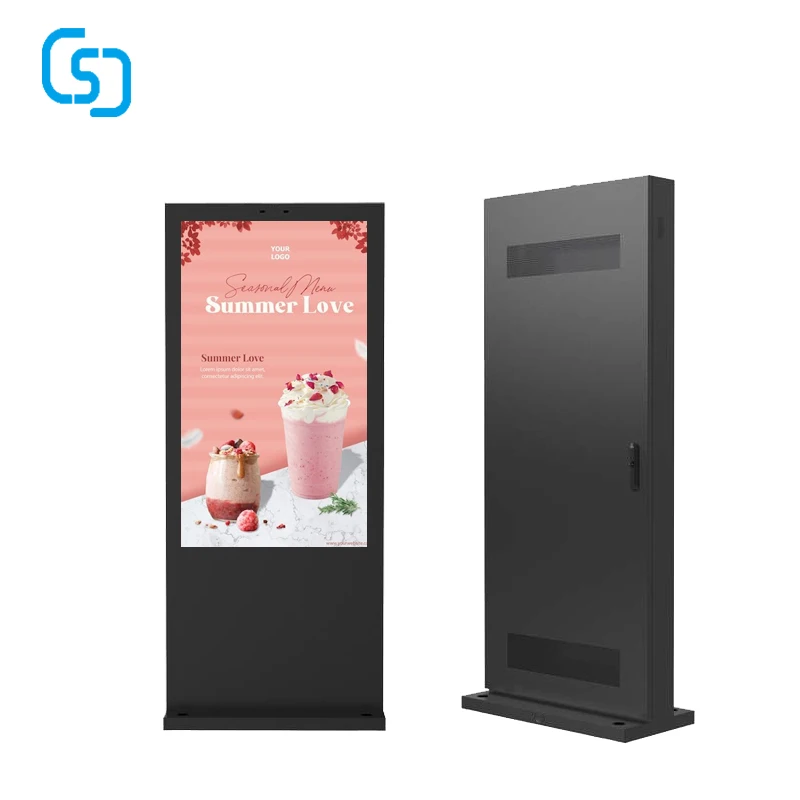 55 65 75 Inch 3500Nits Outside Waterproof Lcd Advertising Display Player Digital Signage Outdoor Totem Floor Stand Screen Kiosk