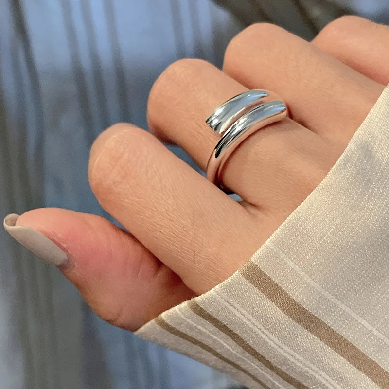 925 sterling silver glossy texture cross ring simple South Korea ring wholesale