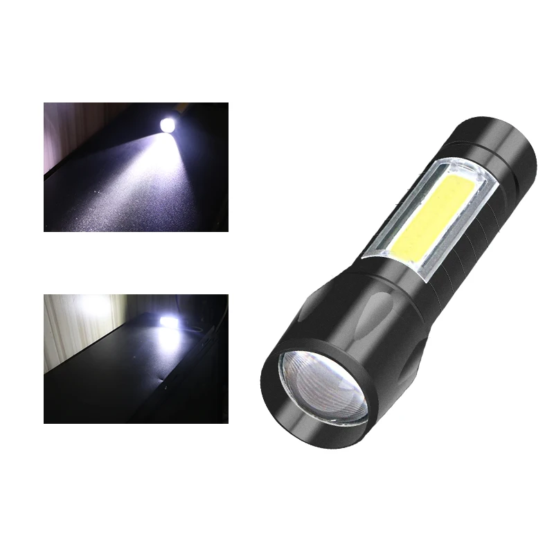 High power led  torch light USB Rechargeable T6 +COB LED  handle led flashlight zoom rechargeable LED Flashlights