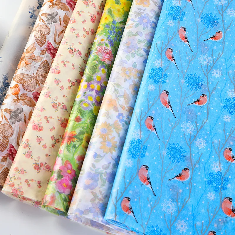 Custom Logo Printing  Colorful Floral Wrapping Paper Packaging Gift Wrap Tissue Paper