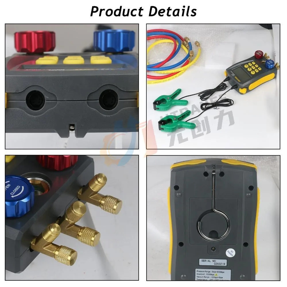 Wholesale High quality digital manifold gauge Auto AC   pressure meter tool sets R134A R410A R404A R1234YF R407 R507 R600A