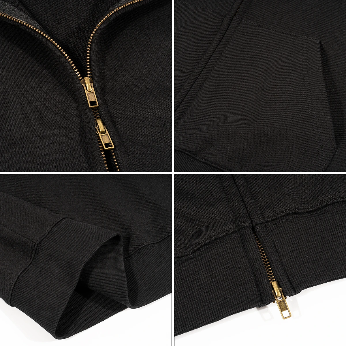 Essentials Hoodies Vintage Unisex Drop Shoulder 100% Cotton 400Gsm Jacket Boxy Zip Up Hoodie With Double Layer Hood Front Pocket