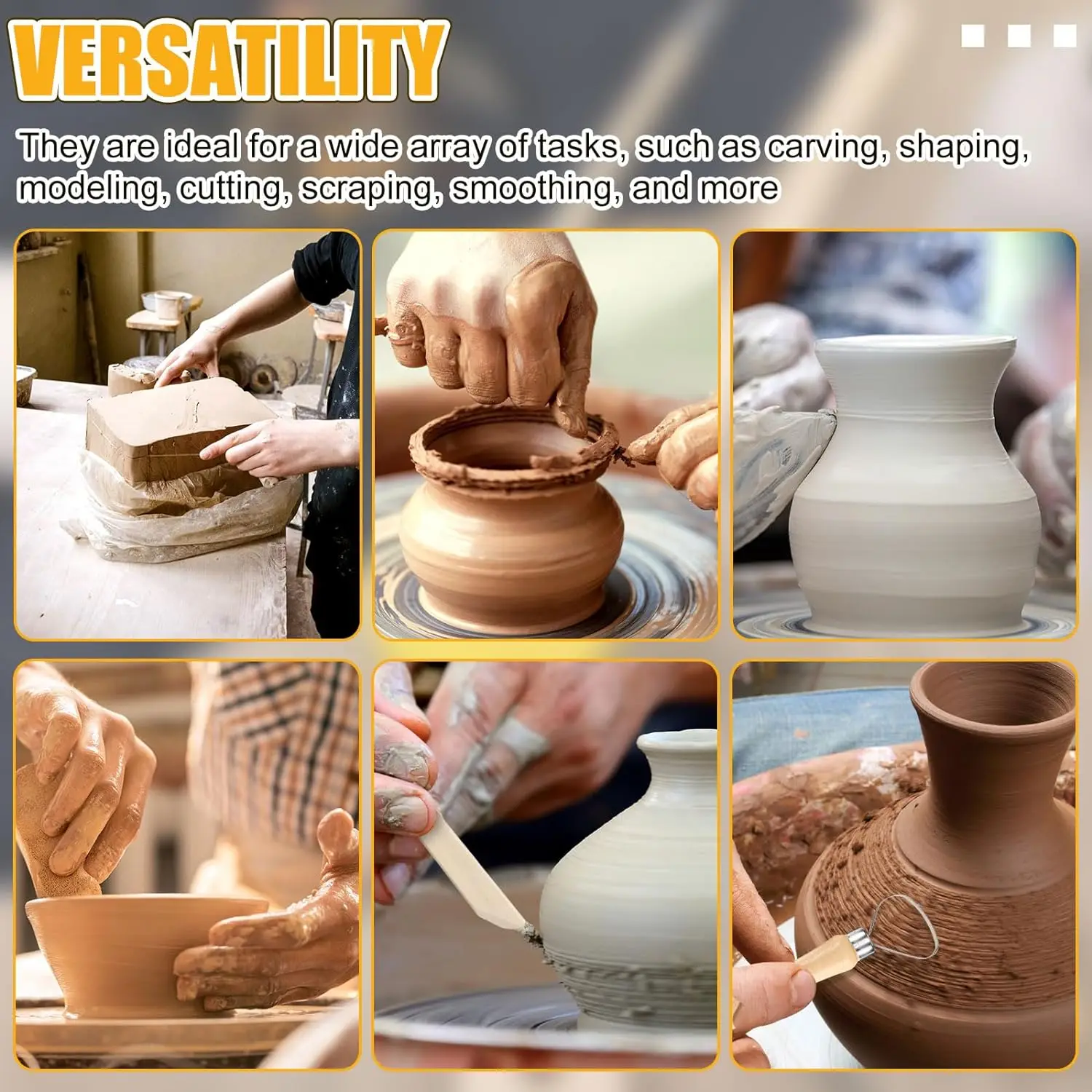 8pcs Ceramics Pottery Clay Tool Kit,Sculpting Carving Molding Tools Stainless Steel Sponge Tool,Pottery Tool Set