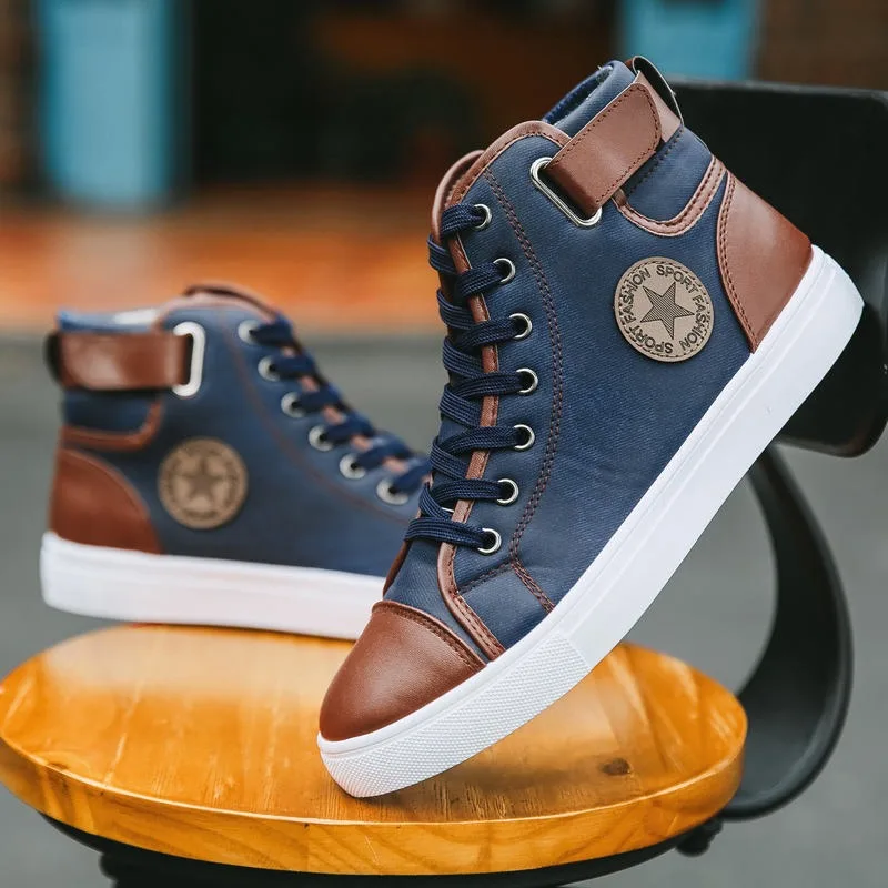 A09 Fashion Canvas Sneakers for Men Classic Lace-up High Style Spring Autumn Vulcanized Flat with Casual Shoes Men
