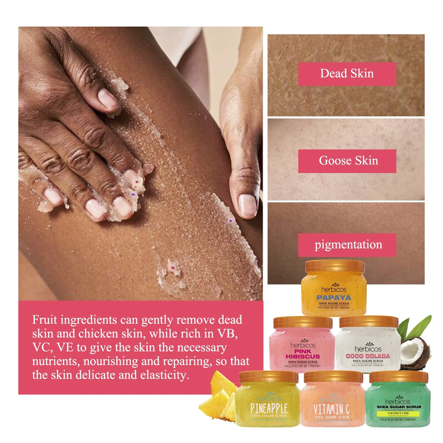 Private Label Organic Shea Butter Sugar Stretch Marks Bath And Works Coco Hydrating Exfoliating Salt Shea Sugar Body Scrub