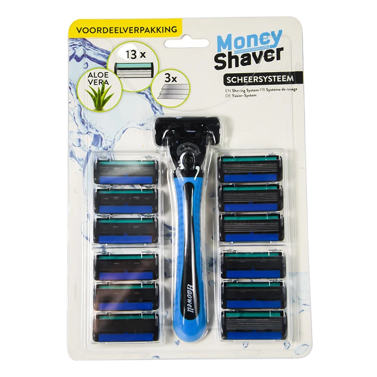 HW-B509DR Hot sale Haowell Stainless steel  Sharp 5 five Blade shaving razor with TPR Handle mens daily shaving OEM