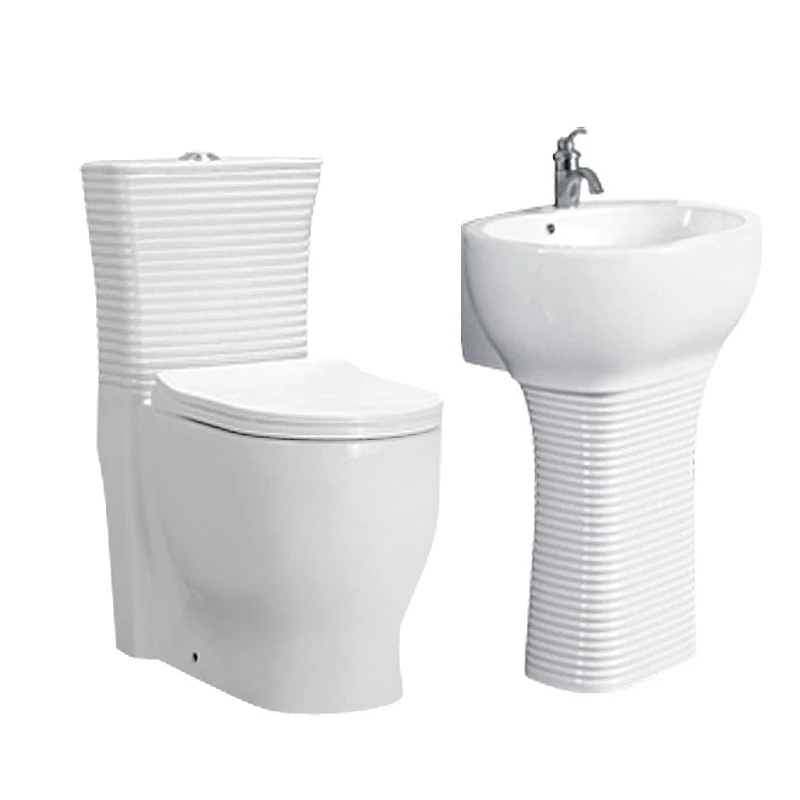 Ceramic Toilet and Pedestal Basin Set High Quality Toilet and Sink Combination Sanitary Ware One Piece Factory Wholesale White