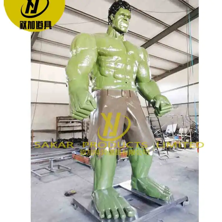 8ft Tall Large Size Outdoor Decoration Fiberglass Painting Life Size Cartoon Statue Sculpture Realistic Hulk Statue Cinema
