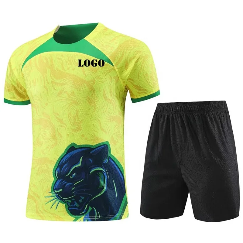 Custom New Design Black Gold Football Club Kits Youth Soccer Uniform Digital Printing Training Jersey Soccer Uniforms