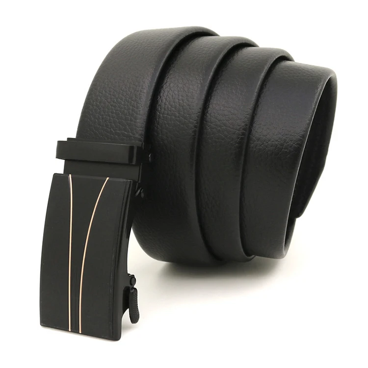 Fashion Men belt PU leather automatic belt Ratchet Iron buckle Cheaper price man belts