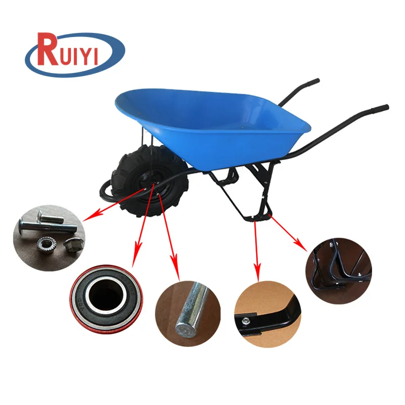 Concrete wheelbarrows Heavy Duty carretilla for South America Garden Wheelbarrow with Load 200kg Construct Wheel Barrow