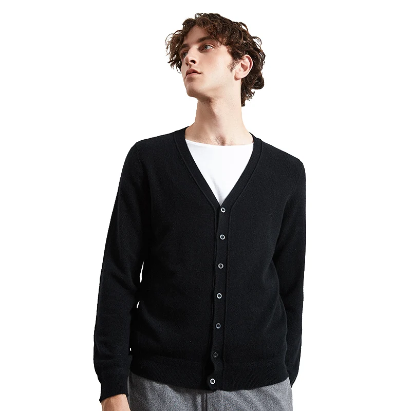 
Wholesale 30% Cashmere 70% Wool Knitted V- Neck Mens Pullover Sweater 