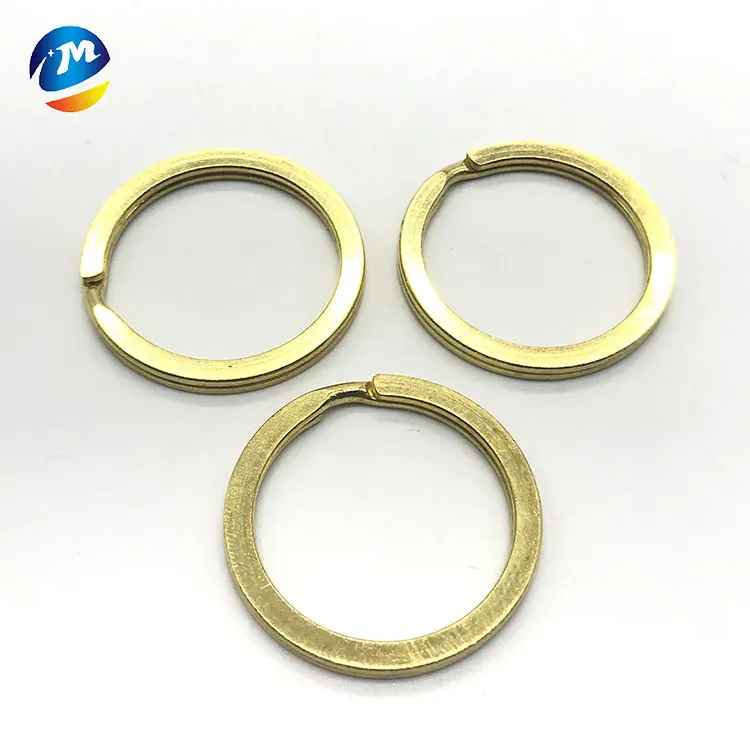 custom 30cm gold metal round edged key ring flat key-ring brass copper keyring