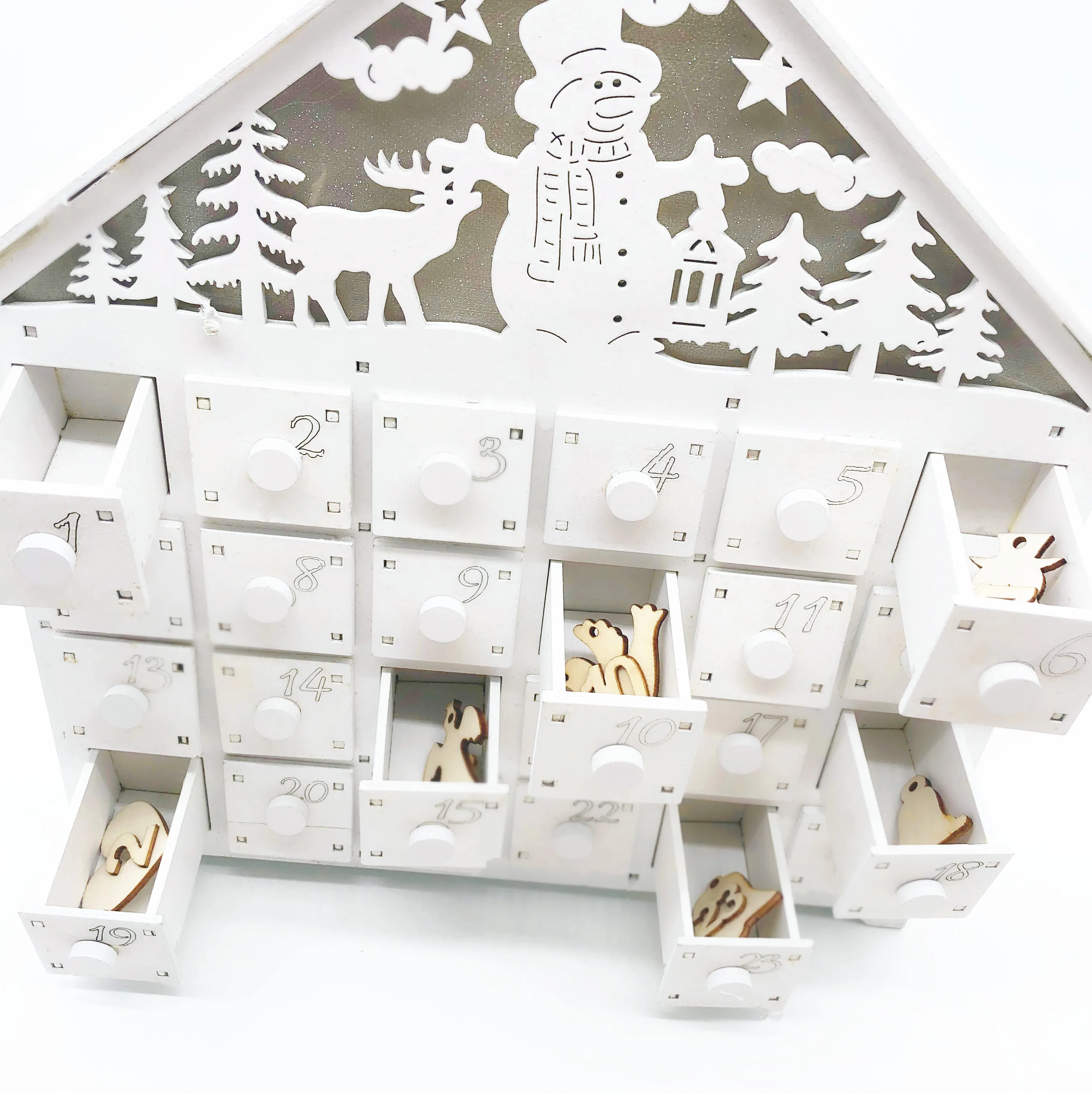 2020 Diy creative ornaments 1-24 wood decoration for  Christmas Holiday party advent calendar