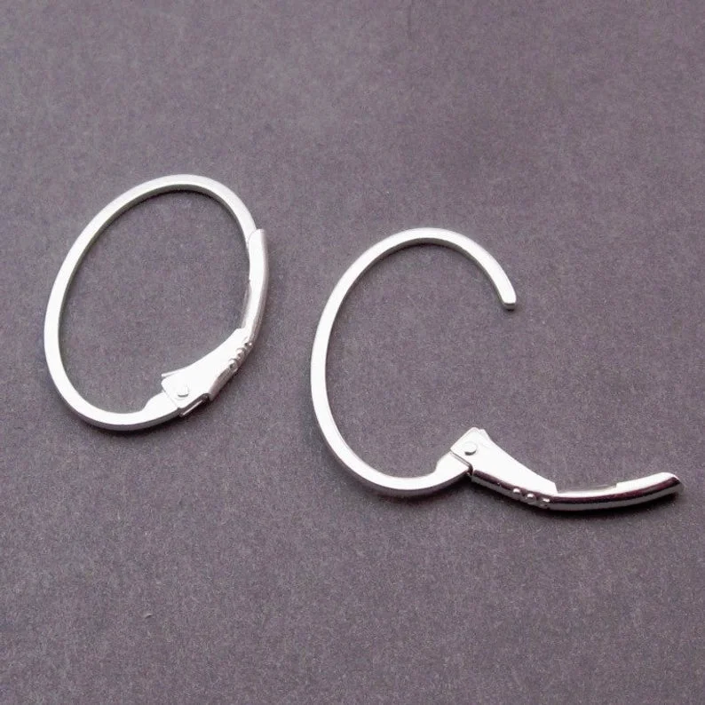 925 Real Silver Oval Hoop Earring Loop Jewelry Findings French Clasp Silver Leverback