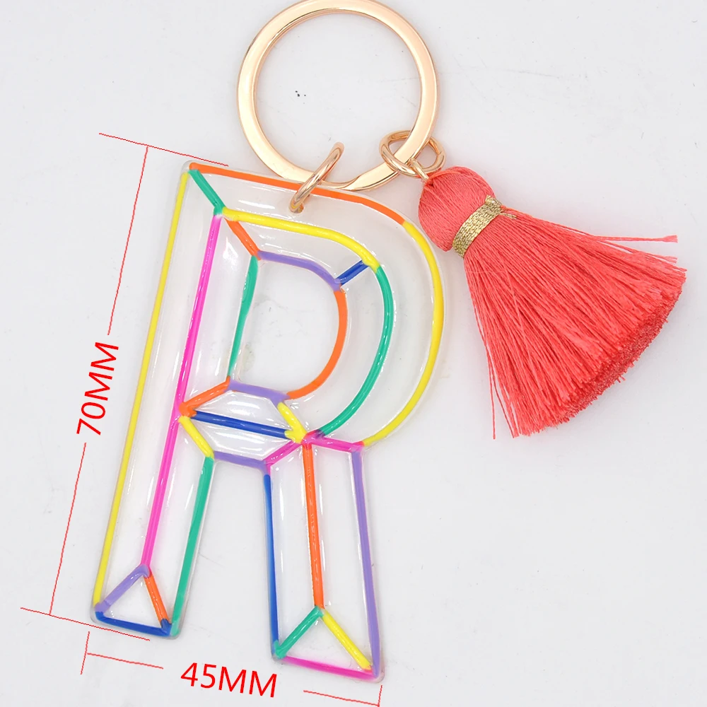 Персонализированный именной подарок индивидуальный дизайн буквы брелок Радуга инициала брелок с кисточкой